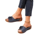 thumbnail image 3 of Domuza Womens Orthopedic Sandals Arch Support Summer Flat Sandals Wide Width Non Slip Slip on Hiking Shoes Comfortable 2026 New Foam Shoes Blue 7（EU-38）, 3 of 4