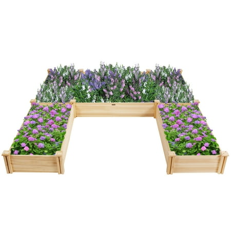 Patiojoy Elevated Garden Bed U-shaped Wooden Planters Flexible Combination Suitable for Vegetable Flower Herb