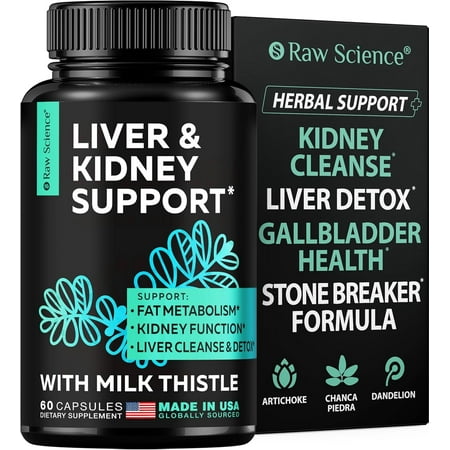 Raw Science | Kidney Cleanse, Bladder & Liver Support for Women & Men | Chanca Piedra with Boron for Urinary Tract Health | Vegan | 60 Capsules