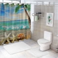 thumbnail image 7 of Orinice Ocean beach shower curtain starfish shell sand palm leaf blue sky natural scenery seaside view bathroom fabric decoration 36x72, 7 of 7