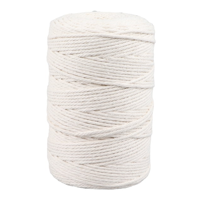 Cotton Thread 3mm 273 Yards Long White Soft Durable Tear Resistant Crochet Yarn for Knitting Craft DIY Decoration