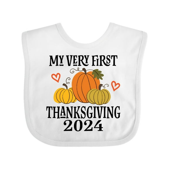 Inktastic 2024 Babys 1st Thanksgiving Boys or Girls Baby Bib