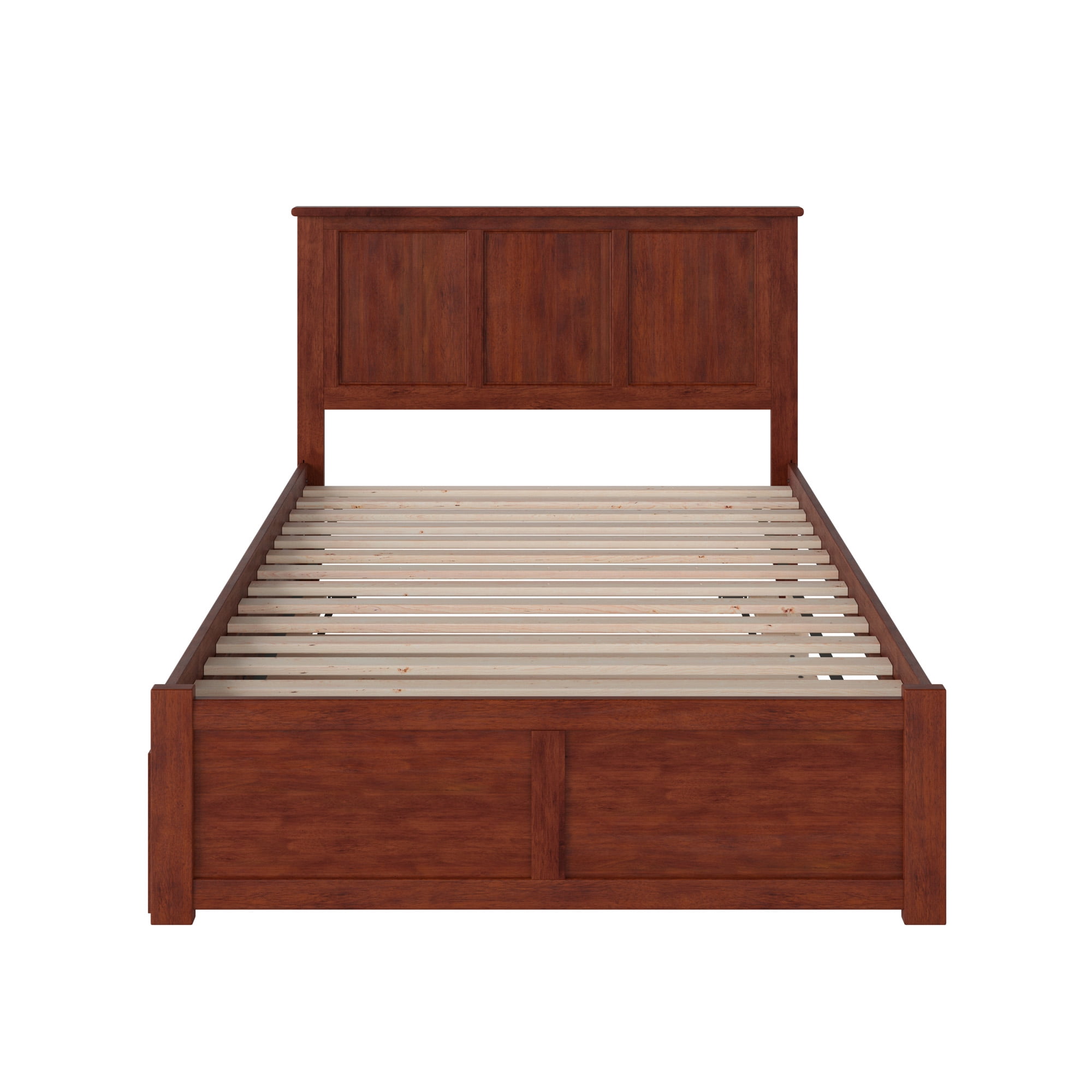 AFI Madison Full Solid Wood Platform Bed with Footboard & Full Trundle, Walnut