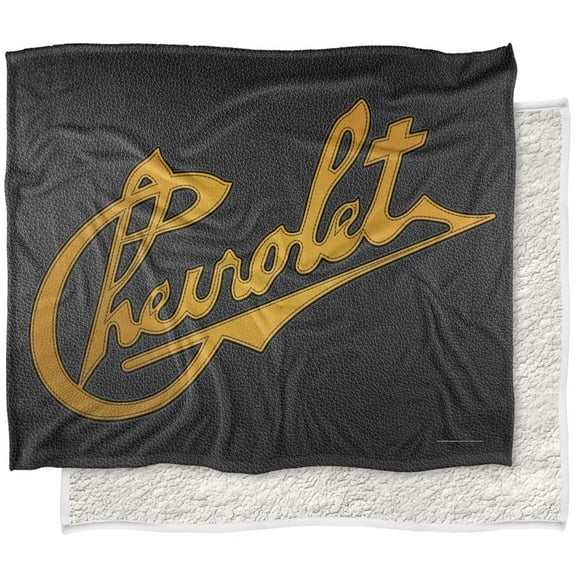 Chevrolet Blanket, 50'x60' Stitched Chevrolet Script Silky Touch Sherpa Back Super Soft Throw Blanket