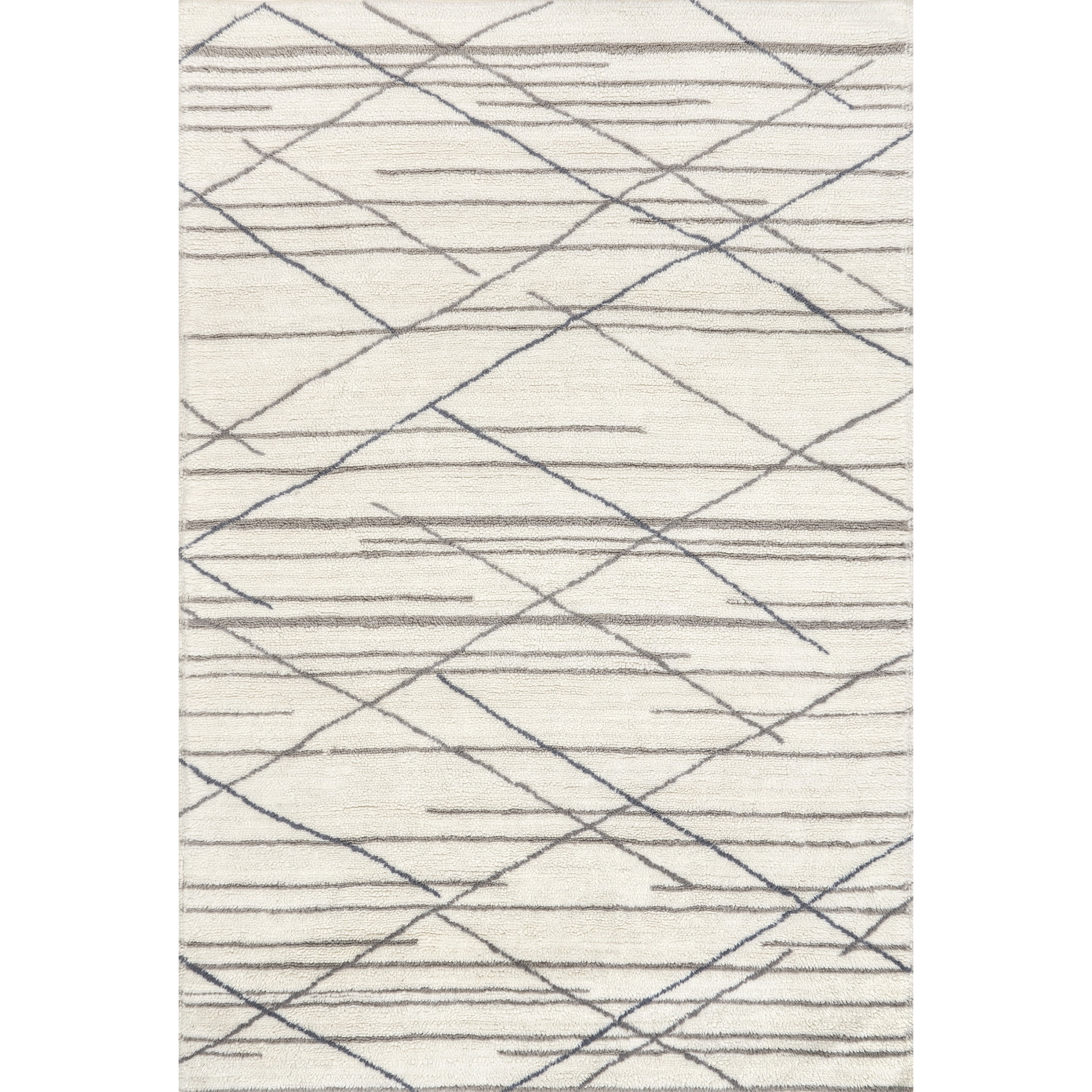Rugs USA Pick-Up-Sticks Machine Washable Wool Area Rug, 6' x 9', Alida Ivory