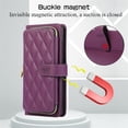 thumbnail image 3 of YEYKX Wallet Case for Samsung Galaxy A52 4G / 5G 6.5inch with Wrist/Shoulder Strap, 9 Card Slots Zipper Purse Luxury Leather Stand Checkered Cell Phone Cover,Deep Purple,For Galaxy A52 4G / 5G, 3 of 10