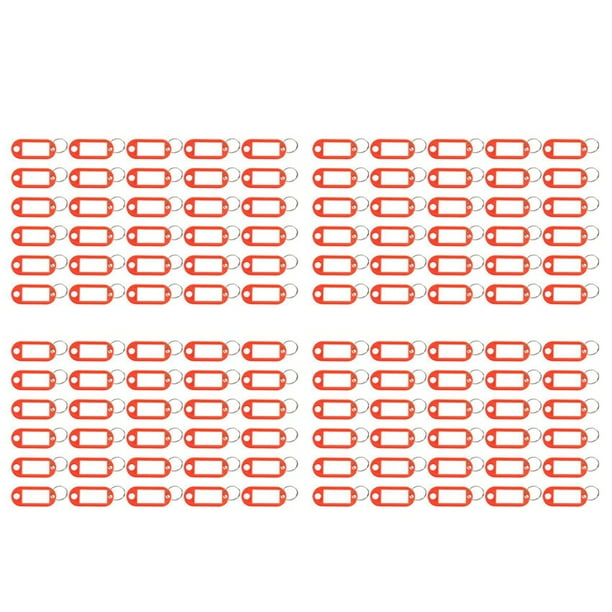 120 Piezas Porta Llaves de Plástico para Equipaje de Etiqueta de IdentificacióN Llaveros con Placa de Nombre, Color: Rojo
