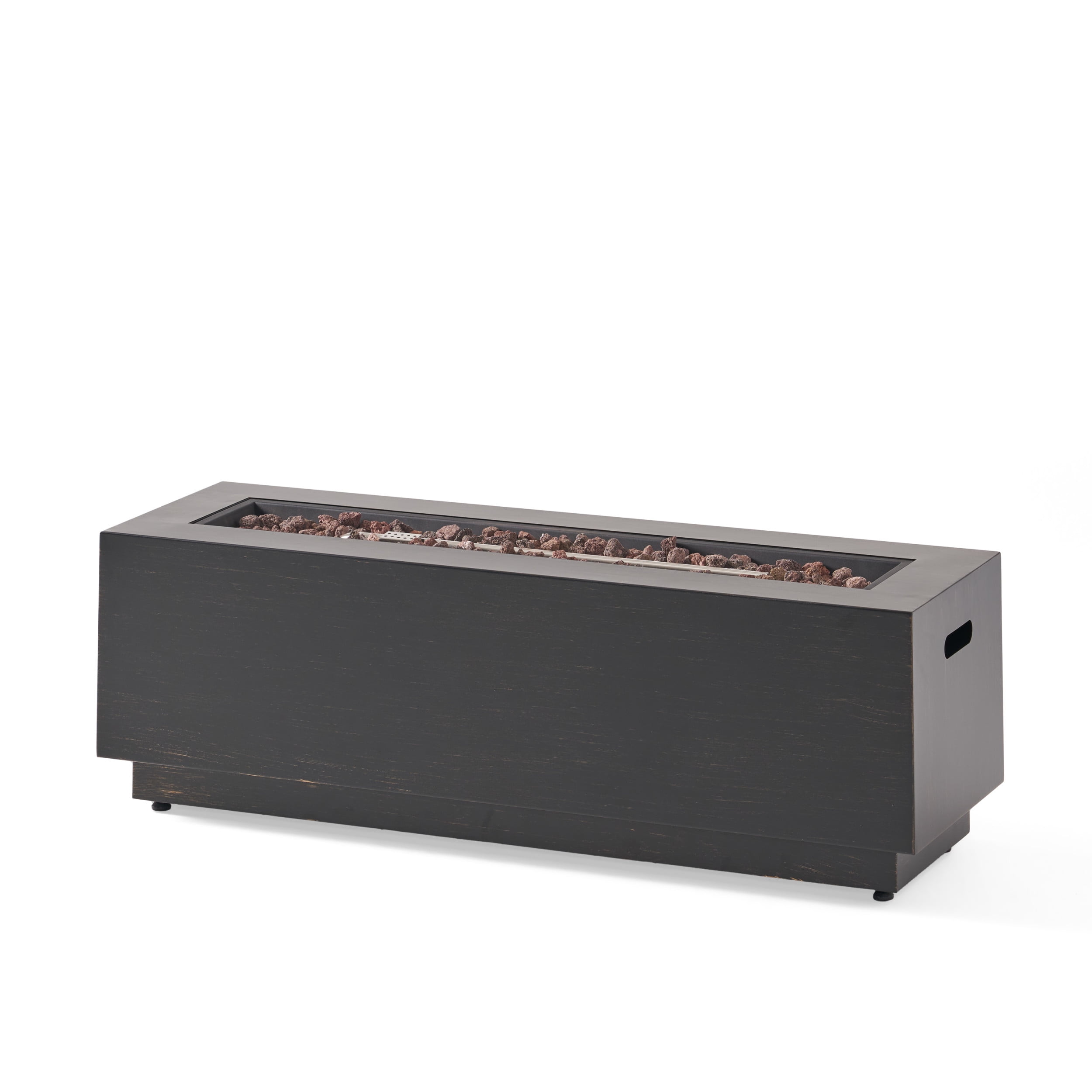 Reign Metal Outdoor 50,000 BTU Rectangular Fire Pit (No Tank Holder), Brushed Brown