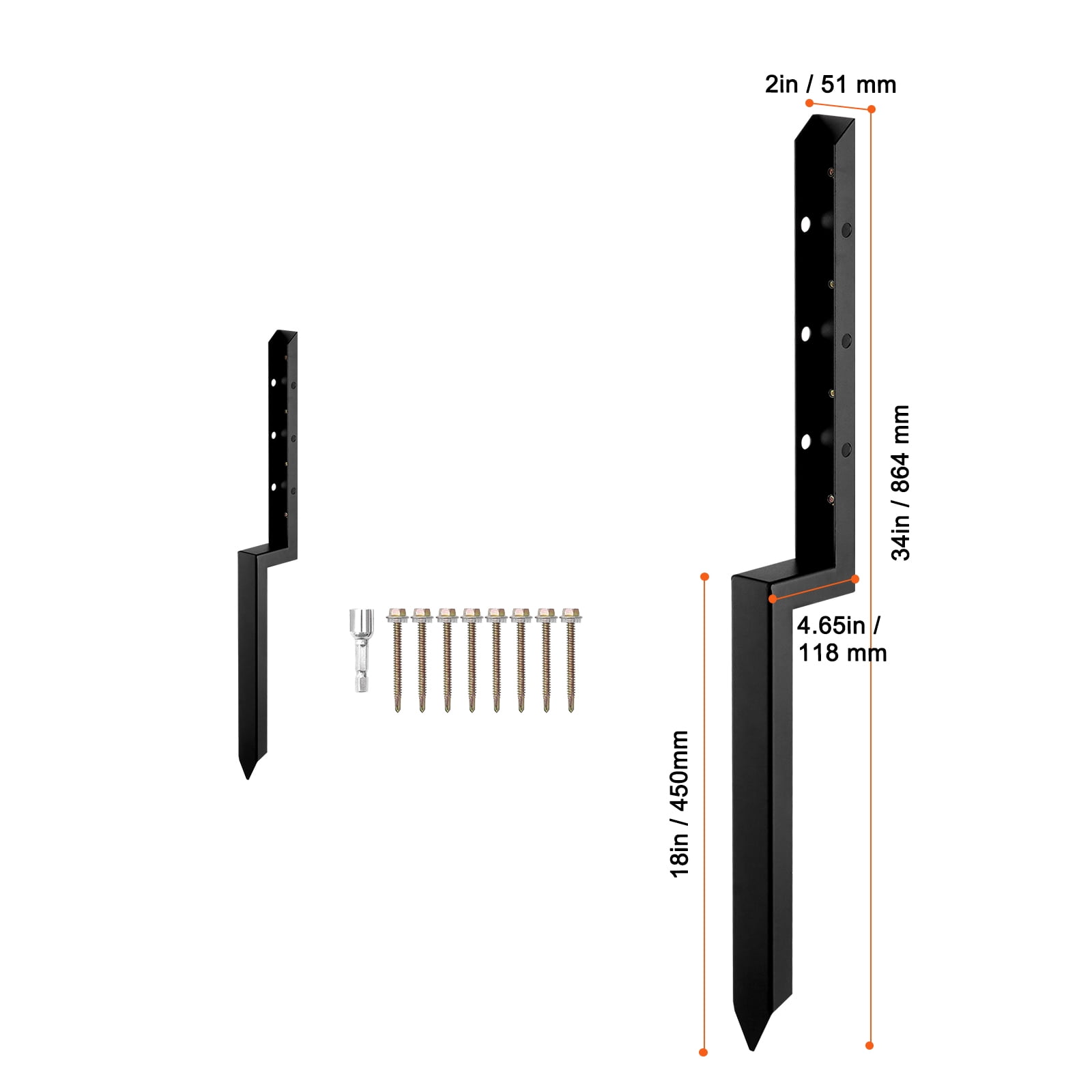 KFFKFF 2-Pack Fence Anchor Repair Kit 2"x2" Support Stakes