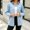 Light Blue women's denim jacket a1, variant on Women's Fall Winter Collared Long Sleeve Denim Button Down Shacket Open Front Casual Jacket Solid Basic Tops Coats, Dark Blue M