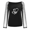 thumbnail image 4 of Camiseta de manga larga con cuello redondo y lentejuelas de malla sólida para mujer, blusa Polluver, Tops Fridja hkj137, 4 of 5