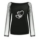 thumbnail image 4 of Camiseta de manga larga con cuello redondo y lentejuelas de malla sólida para mujer, blusa Polluver, Tops Fridja hkj139, 4 of 5