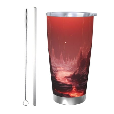 

Coaee Red Moon Lava for 20oz Insulated Kettle Water Bottle For Running Hiking Cycling Climbing Men S Woman Insulated Water Bottle-Straw Two-piece Set