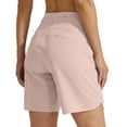thumbnail image 4 of Women's 7" Athletic Running Long Shorts Workout Hiking Shorts Quick Dry High Waisted Active Zipper Pocket(Pink,S）, 4 of 7