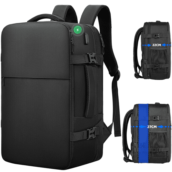 Besttravel 45L Expandable Laptop Backpack, 17" Travel Backpack with USB Port, Business Backpack for Men and Women Laptop Carry On Backpack, Waterproof Large Daypack Travel Bag for Collge Work
