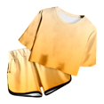 thumbnail image 3 of WOYY Little Girls Summer Outfits Gradient Short Sleeve T-Shirt Shorts Set, Sizes 6-7Y, 3 of 4