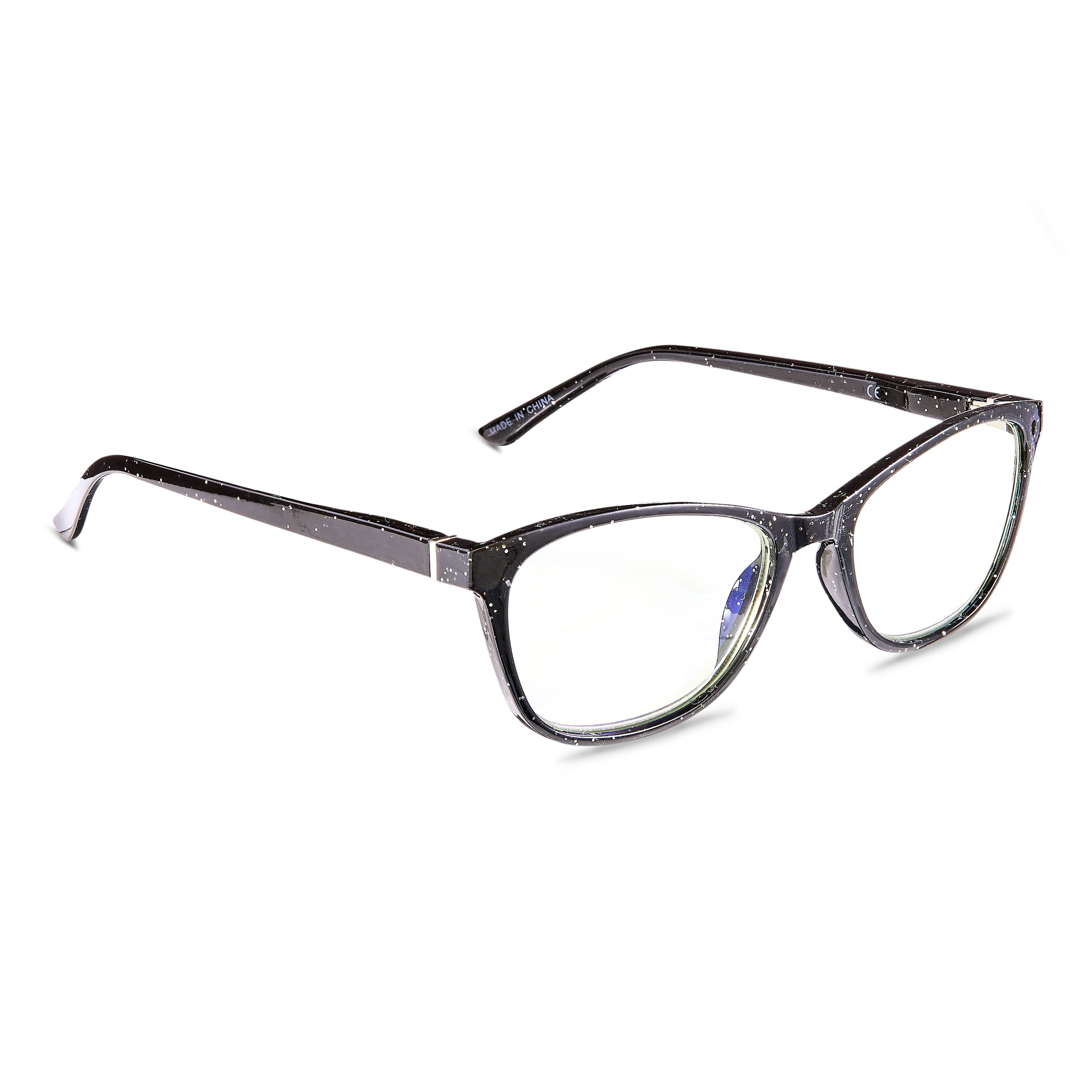 (2 pack) Equate Women's Kaia Bluelight Cateye Reading Glasses with Case, Black Speckled, +1.75