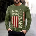 thumbnail image 2 of 250 Anniversary Usa Shirt Anniversary Graphic T Shirt Commemorative Print Casual Long Sleeve Mens Graphic Tees Army Green L, 2 of 5