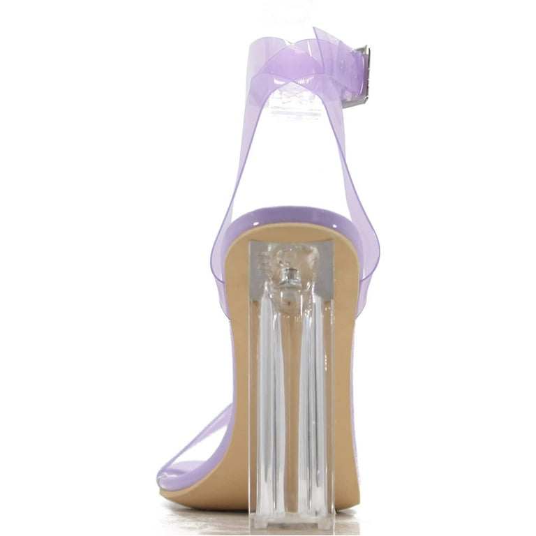 Cape Robbin Maria 2 Clear Chunky Block High Heels for Women