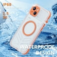 thumbnail image 4 of ShellTech for iPhone 15 Waterproof Case, IP68 Underwater Case Built-in Lens & Screen Protector Shockproof Frosted Back Full Body Protection Cover for 15,Orange, 4 of 13