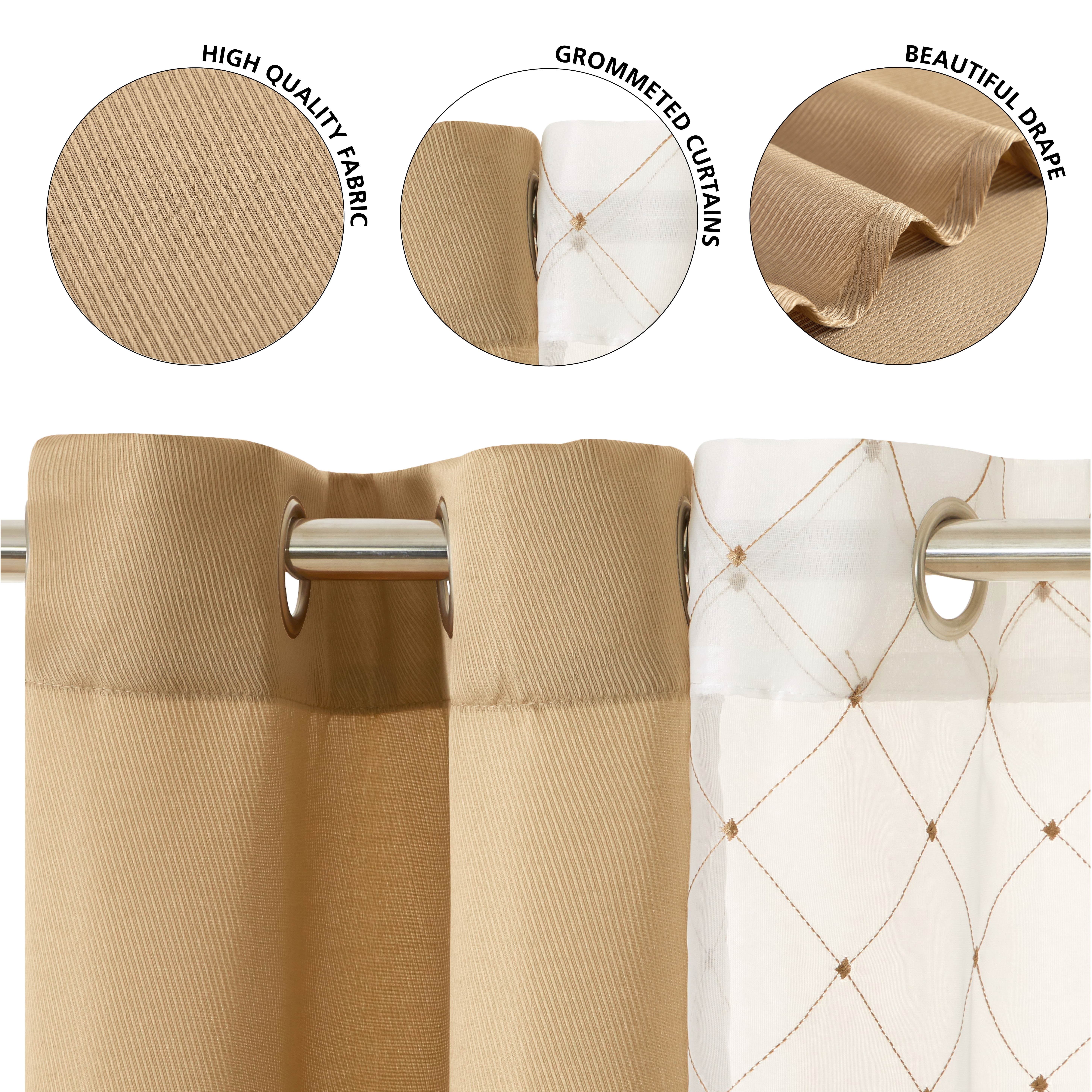 (2 pack) Mainstays Embroidered Curtain Panels, Set of 4, Gold, 27.5" W x 84" L
