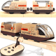 thumbnail image 1 of Tren de Madera Motorizado, Tren de Control Remoto con Conexión Magnética, Trenes Locomotoras Que Funcionan con Baterías para Niños Pequeños, Compatible con Thomas, Brio, Chuggington (Marrón), 1 of 7