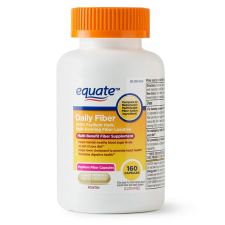 Equate Daily Fiber Capsules, 160 Count (Best Psyllium Husk Capsules)