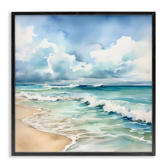 Stupell Industries Transitional Sun Bleached Serene Coast Black Framed Giclee Art, 12 x 12, by LSR Design Studio
