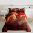 thumbnail image 2 of Homewish Lion King and Queen Queen Comforter Set, Romantic Wildlife Bedding Sets, Romantic Anniversary Rose Reversible Bedding Comforter Set, Microfiber Bedroom Decor, 3-Piece, 2 of 8