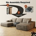 thumbnail image 2 of MAYEERTY 107" Cloud Sectional Sofa with 1 Ottoman, Modern Minimalist U-Shaped Deep Seat Couch, No Assembly Plush Corduroy Fabric, Camel (3 packages), 2 of 5