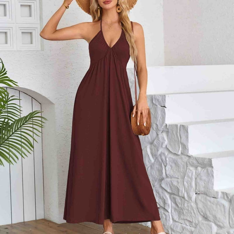 Nxznwn Women's Summer Dresses 2024 Halter Neck Sleeveless Backless Cut Out Flowy A Line Maxi Dress Beach Vacation Sundress - Walmart.com Nxznwn Women's Summer Dresses 2024 Halter Neck Sleeveless Backless Cut Out Flowy A Line Maxi Dress Beach Vacation Sundress - Walmart.com