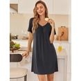 thumbnail image 2 of Ekouaer Nightgowns for Women Bamboo Viscose Night Gowns Short Sleeve Sleep Shirt Pleated V Neck House Dress Soft Night Shirts, 2 of 6