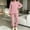 Pink, variant on Women Zip Up Fleece Pajama Set, Stand Collar Full Zip Jacket & Cuffed Jogger Pants, Soft Fluffy Plush 2 Piece Warm Loungewear Sleepwear Pink M