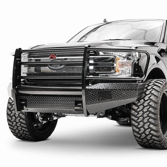 Fab Fours FFBFF18-K4560-1 2018 F150 Black Steel Full Grill Guard with Tow Hooks