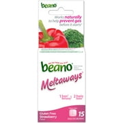 3 Pack - Beano Meltaways Food Enzyme Dietary Supplement 15 Tablets (Strawberry)