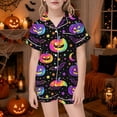 thumbnail image 2 of JAJAHO Girls Halloween Pajamas Short Sleeve Sleepwear Spooky Button Down 2 Piece Pjs For Kids 3-14Y, 2 of 4