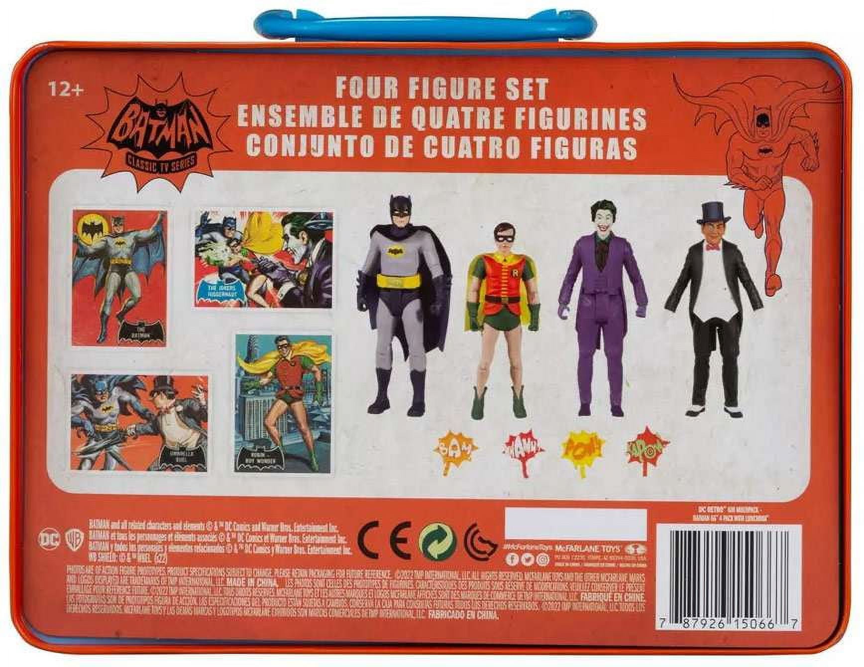 McFarlane DC 1966 TV Series Batman, Robin, The Joker & The Penguin Action  Figure Set (Lunch Tin)