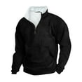 thumbnail image 2 of Blusa y camisa de manga larga con cuello alto para hombre, sudadera informal con capucha, cuello alto retro, cremallera, manga larga, holgada, blusa para hombre, 2 of 3