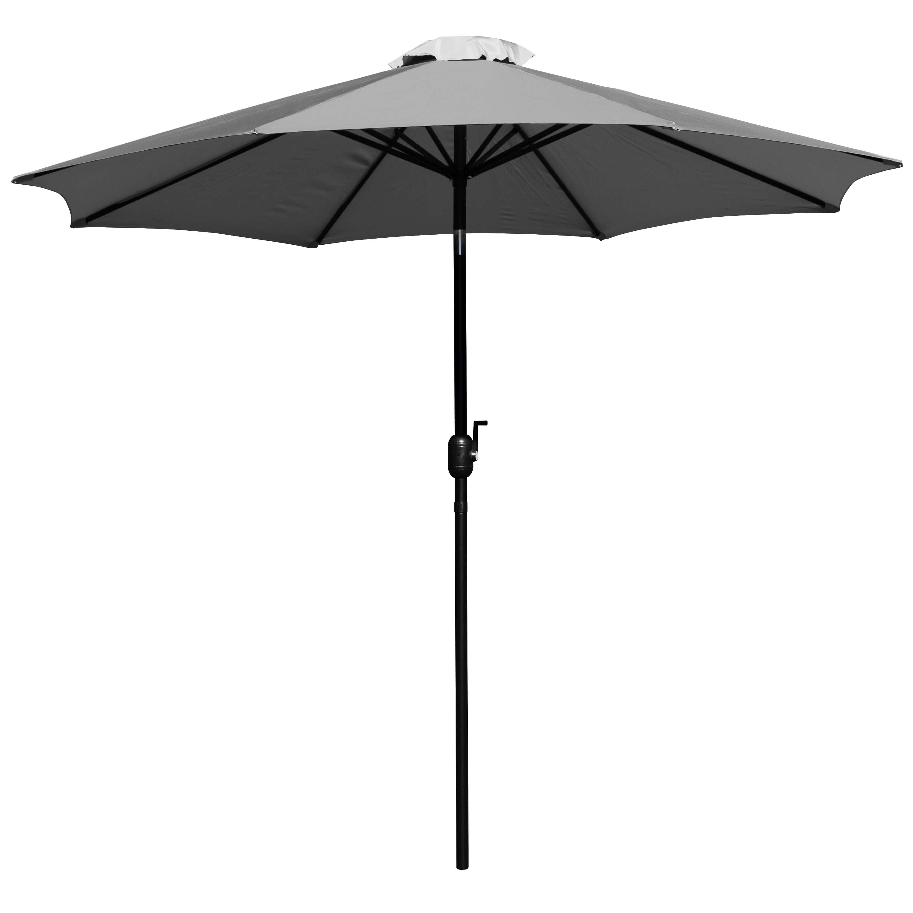 Merrick Lane Grey 9' Round UV Resistant Outdoor Patio Umbrella With Height Lever And 33° Push Button Tilt