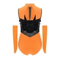 thumbnail image 4 of vastwit Girls Big Sequins Gymnastics Leotard with Arm Sleeves Ballroom Modern Tap Dance Outfit for Stage Performance Orange 16, 4 of 6