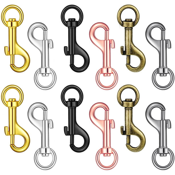 HHHC 12 Pieces Dog Leash Clasp Heavy Duty Swivel Snap Hooks Round Metal Eye Bolt  Snap Clasp for Spring Pet Buckle, Dog Leash Collar, Key Chain and DIY  Accessories 