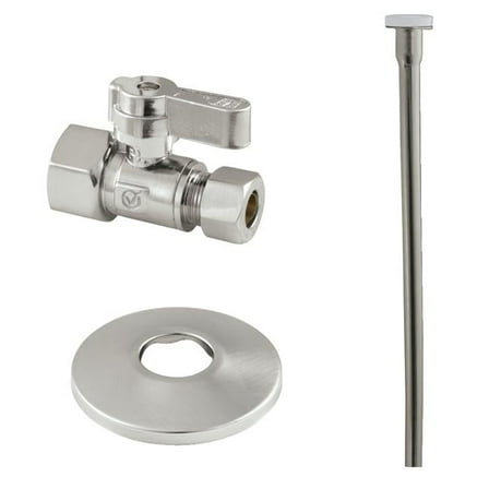 0.5 in. FIP x 0.375 in. OD Comp Straight Valve Toilet Supply Kit, Brushed Nickel