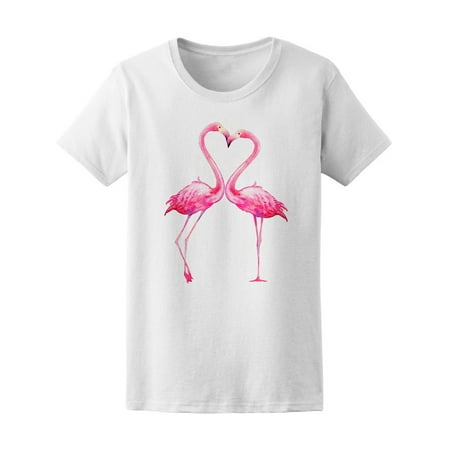 Watercolor Flamingos Heart Shape Tee Women's -Image by Shutterstock