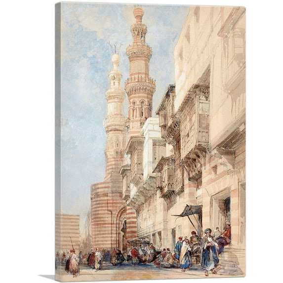 ARTCANVAS The Gate of Bab Zuweyleh Cairo 1838 Canvas Art Print by David Roberts - Size: 12" x 8" (0.75" Deep)