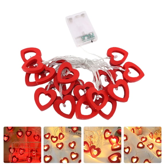 LEORX 31Pcs Led Heart String Light Red Plastic For Valentine's Day Night Decor