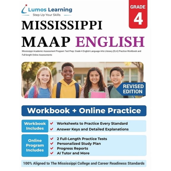 Grade 4 English Language Arts Literacy (ELA) Practice Workbook and Full-length Online Assessments: MAAP Study Guide, (Paperback)