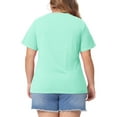 thumbnail image 3 of Agnes Orinda Plus Size T Shirts for Women Basic V Neck Short Sleeve Tops 2X Mint Blue, 3 of 6