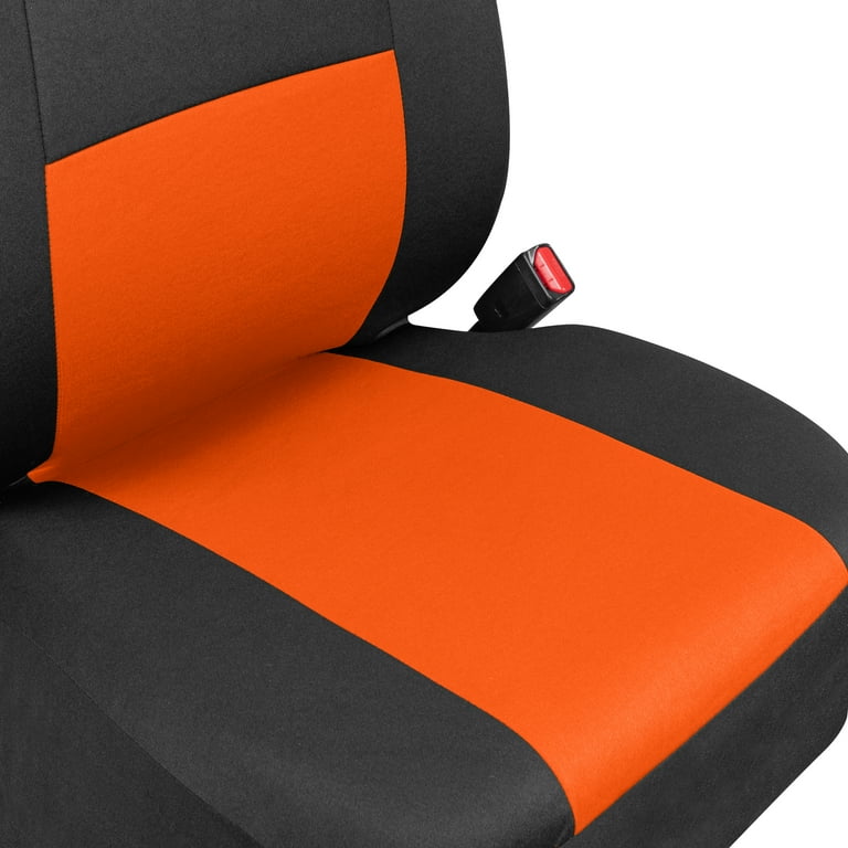Bdk Polypro Car Seat Covers Full Set, Orange Two-Tone Front and Rear Split Bench Seat Covers for Car