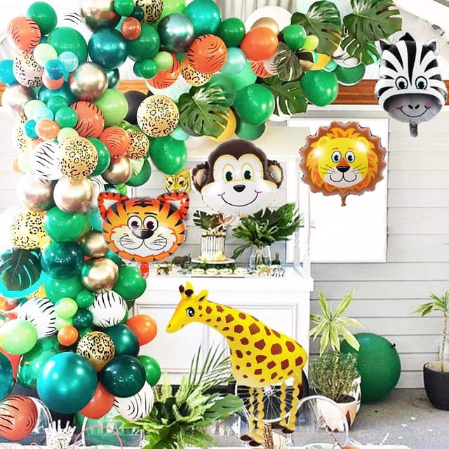 Juego de guirnaldas con forma de arco con forma de globo, 151 unidades, látex verde, animales del bo