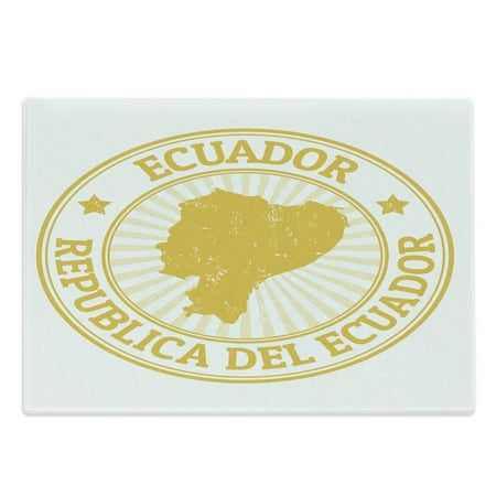 

Ecuador Cutting Board Republica Del Ecuador Lettering Political Map Retro Sunrays Stamp Decorative Tempered Glass Cutting and Serving Board in 3 Sizes by Ambesonne